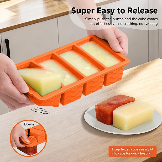 3-Pack Silicone Freezer Trays with Lid, Soup Freezer Container Molds | 2 Large 2-Cup, 4 Medium 1-Cup, 6 Small 1/2-Cup, BPA Free, Ice Cube Tray for Soup, Stews, Sauces, Meal Prep, Broth, Leftovers