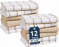 LANE LINEN Kitchen Towels & Dishcloths Set of 12-100% Cotton, Quick-Drying 18” x 28” Absorbent Dish & Tea Towels, Soft Hand Towels for Kitchen - Beige