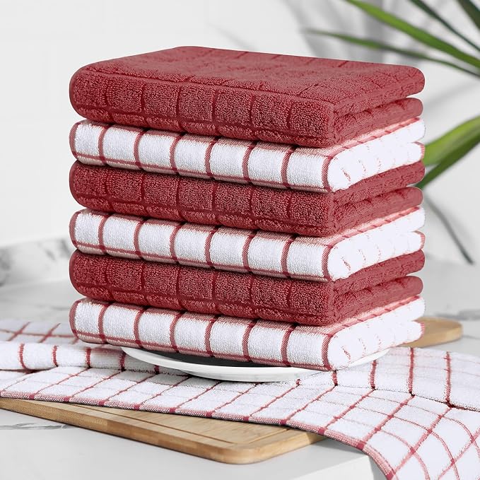 Homaxy Large Premium Cotton Kitchen Towels 16"x 28", 4 Pack, Rust | Natural Ring Spun 390 GSM Dish Towels, Super Absorbent Terry Kitchen Hand Towels, Soft Tea Towels with Hanging Loop