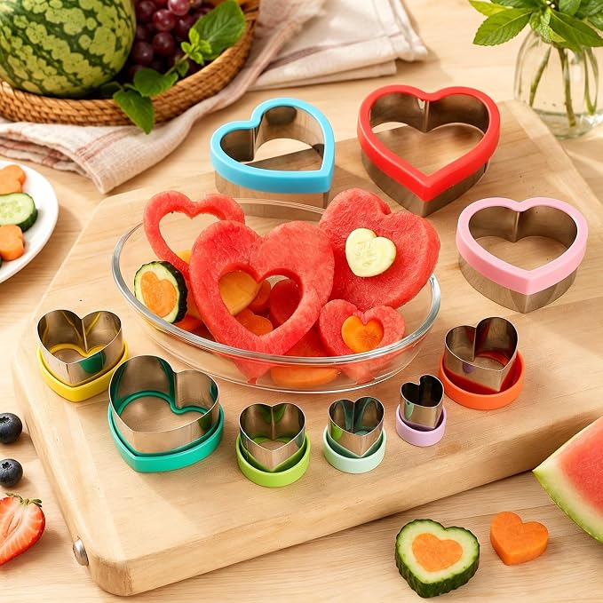 laxizar 9 Pcs Heart Cookie Cutters Set Stainless Steel Biscuit Cutter