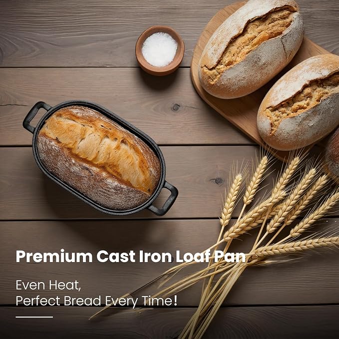 Cast Iron Loaf Pan with Lid-Bread Baking Pan for Sourdough,Pre-Seasoned Dutch Oven, 11 X 7 Inch Loaf Pans for Homemade,Heavy Duty with Even Heating