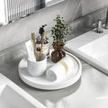 Turntable Vanity Tray, 10 Inch Bamboo Kitchen Sink Countertop Organizer | Perfume Candle Tray, Keep Glass Sponge and Soap, Bathroom Countertop Organizer, White
