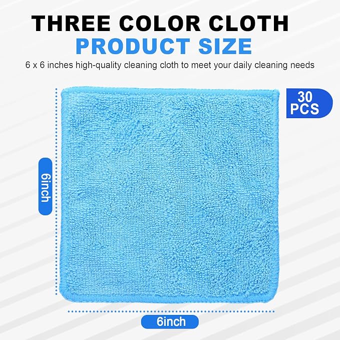 30 Pcs Dry Erase Cloth,6 X 6 Inch,Blue/Light Blue/Dark Blue | Cleaning Rags Reasonable Whiteboard Cloth Kitchen Towels Microfiber Towels Cars Wash