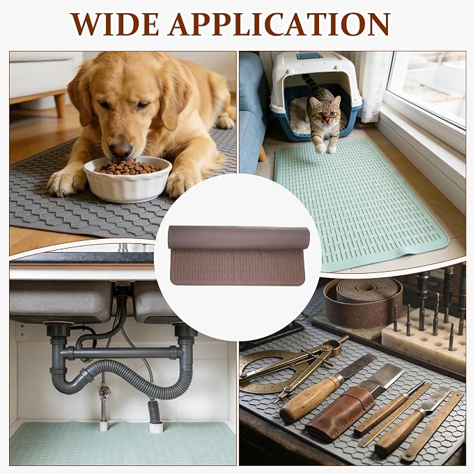 PATIKIL 30 x 21 Inch Stove Top Cover for Electric Stove, 1Pcs Silicone Stripe Mat for Glass Top Cover Non-Slip Glass Cooktop Protector for Kitchen Oven Dish Drying Mat, Brown