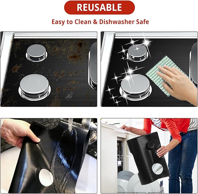 2 Pack Stove Covers, Gas Range Protectors for Samsung Gas Range Stove Cover Reusable Stove Top Covers for Samsung Gas Burners, Oven Liners Mat Gas Range Protectors Covers Non-Stick Washable