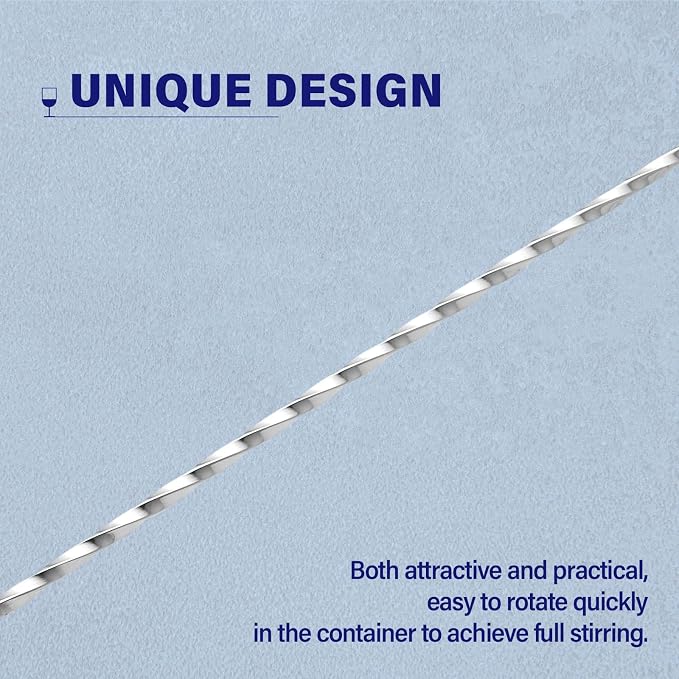 Bar Spoon Cocktail Mixing Stirrers, 4Pcs, 12” Long Handle, Silver | 18/8 Stainless Steel, Long Drink Spoons, for Stirring Coffee & Cocktails