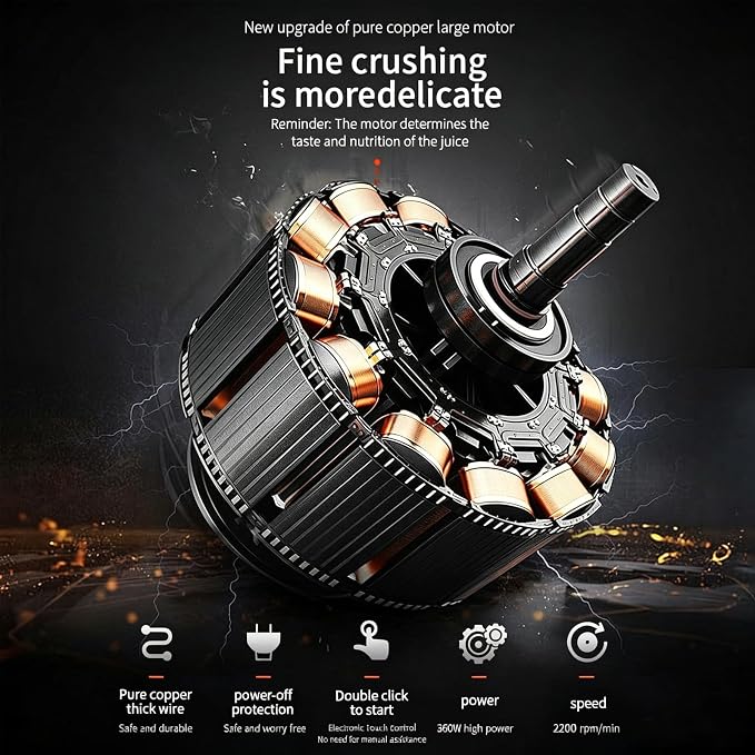 Portable Juicer Blender, Food Grade Tritan with BPA Free 6 Stainless Steel Blades, USB Power Source Rechargeable Household Mini Electric Portable Juicer with Auto Self-cleaning function.