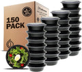 Freshware Meal Prep Containers with lids [150 Pack] Food Storage Containers, Bento Box, BPA-Free, Stackable, Microwave, Dishwasher, Freezer Safe, 32 Oz, Black