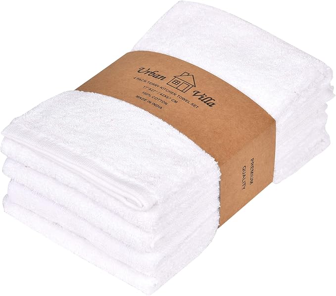 Urban Villa Kitchen Towels Cotton Dish Towels 20”x30” (Set of 4) White