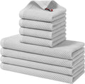 Homaxy 8 Pack 100% Cotton Kitchen Towels and Dishcloths Set, Light Gray | 12 x 12 Inches and 13 x 28 Inches Kitchen Towels Set, Ultra Soft Absorbent Dish Cloths for Washing Dishes