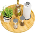 Lazy Susan Organizer, 13.2 Inch Non-Skid Bamboo Turntable | Kitchen Table Cabinets Closets and Kitchen Islands, Wood Turntable for Kitchen Countertop Organizer