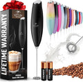 Zulay Powerful Milk Frother for Coffee with Upgraded Titanium Motor - Handheld Electric Whisk, Milk Foamer, Mini Mixer & Coffee Blender for Frappe, Latte, Matcha, No Stand - Fusion Black