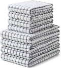 Homaxy Kitchen Towels and Dishcloths Set, Set of 8, Grey | Cotton Terry Kitchen Dish Towels, Super Soft and Absorbent Dish Cloths, 16 x 25 and 12 x 12 Inches