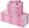 Homaxy Kitchen Towels and Dishcloths Set, Set of 10, White & Pink | Bulk Cotton Waffle Weave Check Plaid Kitchen Towels, Super Soft and Absorbent Dish Cloths, 12 x 12 and 13 x 28 Inches