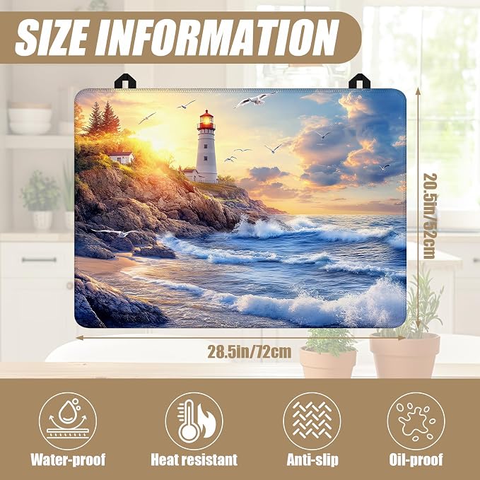 lighthouse Stove Top Covers for Electric Stove, Electric Gas Stove Pad Heat Resistant Range Cooktop Protector for Home Decor Kitchen 28"x20"