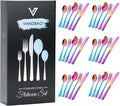 Rainbow Silverware Set Flatware Cutlery - 30 Pieces Stainless Steel Colorful Utensils, Tableware Set Service for 6, Include Knife/Fork/Spoon, Reusable, Mirror Polished, Dishwasher Safe