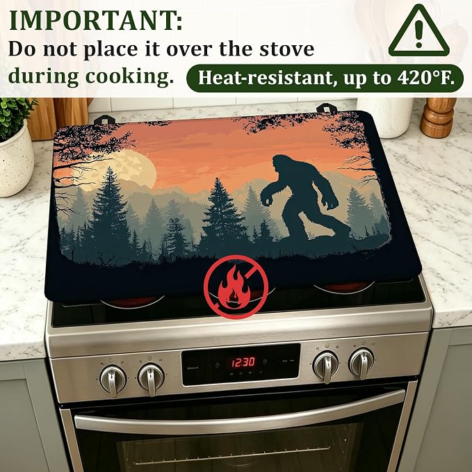 Big Foot Stove Top Covers for Electric Stove,Sunset Forest Electric Gas Stove Pad Heat Resistant Range Cooktop Protector for Home Decor Kitchen 28.5"x20.5"