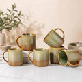 theterra Ceramic Coffee Mugs Set of 6, 14.2 oz Coffee Cups with Handle | Handmade, Suitable for Latte, Tea, Milk, Beer & Hot Cocoa, Sage Umber