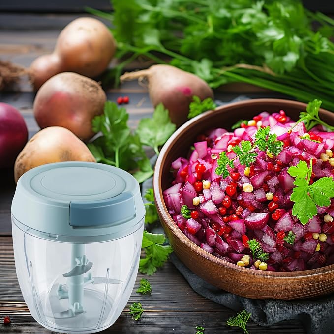 Small Manual Food Processor Protable Meat Salad Fruit Chopper Onion Cutter Garlic Mincer Kitchen Gadgets,900ml