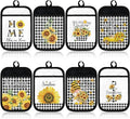 8 Pcs Sunflower Pot Holders with Pocket Buffalo Plaid Potholder Farmhouse Kitchen Heat Resistant Potholders Sunflower Hot Pad Oven Mitt Cookie Bag Oven Glove for Kitchen Decoration Baking Cooking Gift