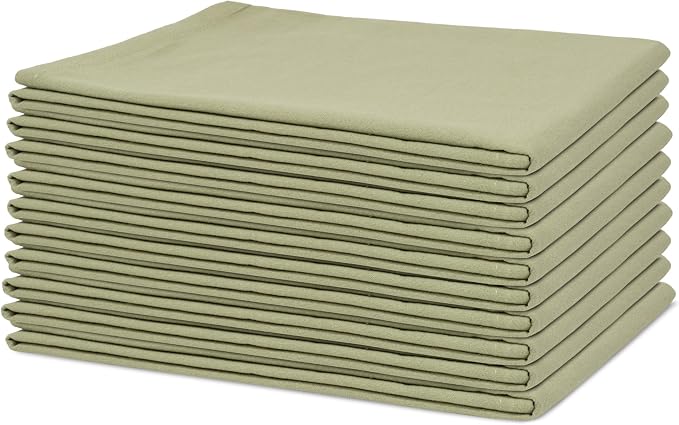 Organic Cotton Sage Flour Sack Kitchen Towels - 10 Pack, 27"x27", Highly Absorbent, Lint-Free Flour Sack Tea Towels for Baking, Kitchen and Dish Drying - 100% Cotton Sage Dish Rags (10 Pack)
