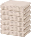 Homaxy 100% Cotton Waffle Weave Kitchen Dish Towels 6-Pack, Beige | 13 x 28 Inches, Ultra Soft Absorbent Dish Towels, Quick Drying Cleaning Towels