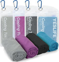 YESLIFE Cooling Towels, 4-Pack 40"x12", Multicolor Set B | Microfiber gym towels, soft breathable neck wrap, cooling towel for yoga running sport camping, Multicolor, 4-pack
