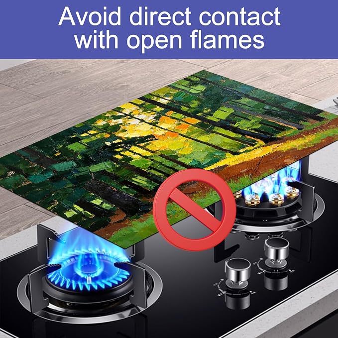 HOMETITUTE Spring Stove Top Cover 28x20 Sunlit Forest Path Heat Resistant