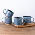 GBhome 12 OZ Stackable Coffee Mugs, Ceramic Coffee Mugs with Texture Patterns for Man,Woman,Dad,Mom, Modern Coffee Cups Set of 4 for Latte/Cappuccino/Cocoa. Dishwasher&Microwave Safe | 4 Assorted Designs, Embossed Mugs with Texture Patterns for Tea/Cof...