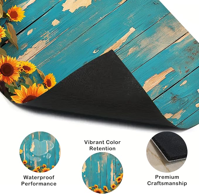 Nuxovilar Wood Sunflower Stove Cover Diatom Mud 28.35x20.47 In | Glass Protector Countertop Mat Counter Saver Cooktop Cover Kitchen Cooking Area Home Decor (Rustic Blue Wood)