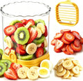 Hendiy Strawberry Slicer with Stainless Steel Blades | Egg & Fruit Slicer Cup for Banana, Cucumber, Mushroom | ABS Detachable Kitchen Gadget - Precision Berry Cutter Tool (Yellow, 1-Pack)