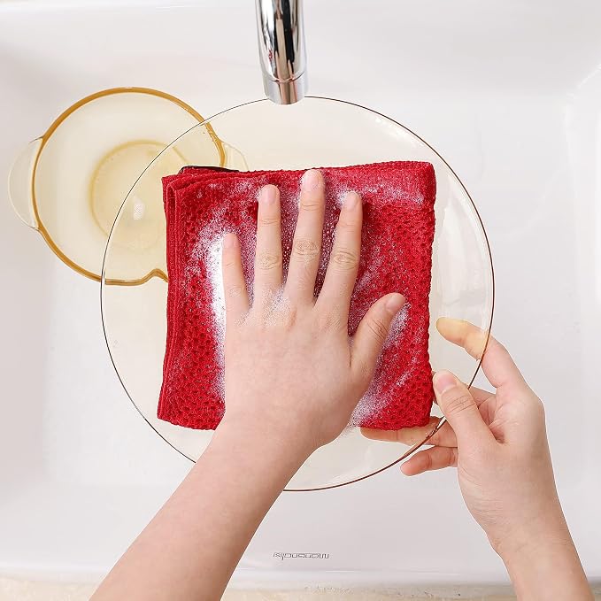 Homaxy 100% Cotton Waffle Weave Kitchen Dish Cloths 18-Pack, Red | 12 x 12 Inches, Ultra Soft Absorbent Dish Towels, Quick Drying Dish Rags with Hanging Loop