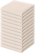 Kitinjoy 100% Cotton Waffle 12-Pack Kitchen Towels, 12" x 12", Beige | Ultra Absorbent, Super Soft, lightweight, Quick Drying Dish Rags for Washing Dishes