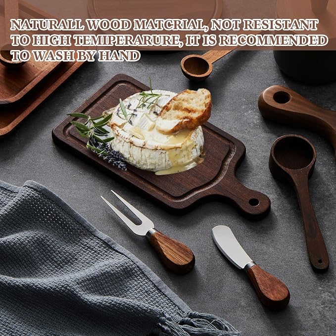1 SetsBridal Shower Favor Prizes Charcuterie Board,Walnut Color | Walnut Cheese Board with Knife Fork Thank You Tag, Gift Box for Guests, Valentines Wedding Baby Shower Party Favors
