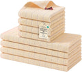Homaxy Kitchen Towels and Dishcloths Set, Set of 8, Apricot | Bulk Cotton Terry Kitchen Towels, Checkered Designed, Soft and Super Absorbent Dish Towels, 12 x 12 and 13 x 28 Inches