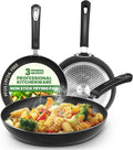 Utopia Kitchen Nonstick Frying Pan Set 3 Piece 8 9.5 11 Inch PFOA Free Grey | Omelette Pan, 3 Piece Skillet Set, Induction Bottom, Cookware, Heat Resistant, Bakelite Handle, Kitchen Use