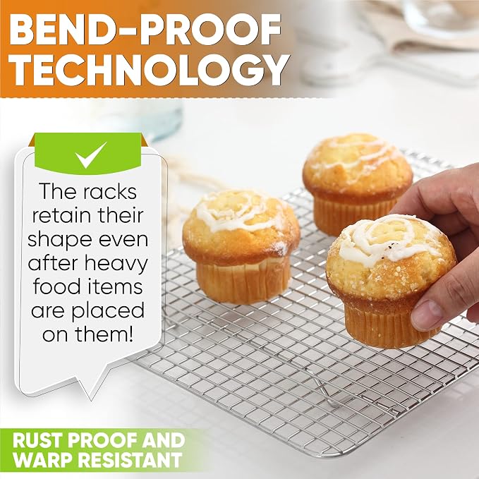 Spring Chef 8.5" x 12" Stainless Steel Cooling Rack for Cooking & Baking | Heavy Duty Cookie Cooling Rack for Kitchen, Oven Safe Wire Rack for Baking, Fits Small Quarter Sheet Pan, Dishwasher Safe
