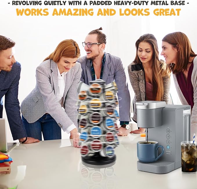 K Cup Holder-Coffee Pods Holder Storage Organizer Stand 40 Pods Capacity | K Cup Carousel, Stable Base, 360° Rotating K Cup Organizer, Space-Saving for Countertop,K Cups Holder No Assembly Required