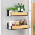 Metal Magnetic Spice Rack for Refrigerator Wood, 2 Pack | Magnetic Shelves Heavy Duty for Fridge in Kitchen, Seasoning Storage Organizer, For Oven Washer and Dryer, For Heavier Items