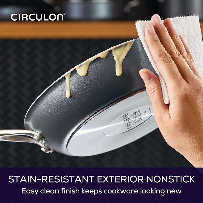 Circulon A1 Series with ScratchDefense Nonstick Induction 8.5-Inch and 10-Inch Frying Pan Set, Induction Cookware, 2-Piece, Graphite