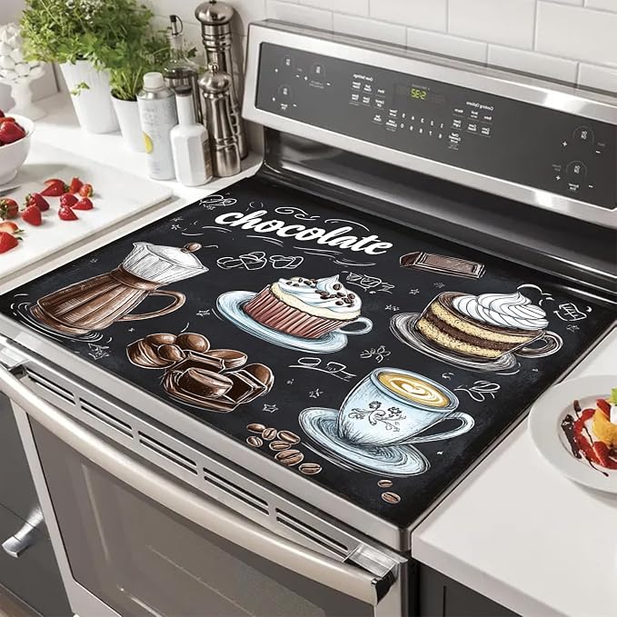 HOMETITUTE Stove Top Cover 28x20 Coffee Chocolate Dessert Heat Resistant Mat