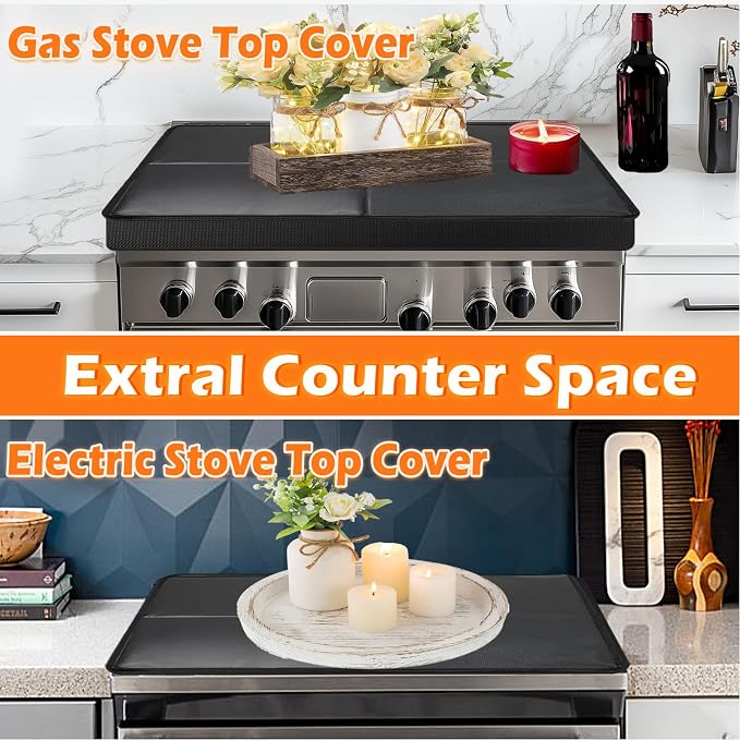 Gas Stove Covers For Gas Stove Top,with Built-in Hard Board,24"x20" | Outer fiberglass Stove top covers for gas burners keep clean,extra countertop space gas stove top cover,Foldable,Waterproof