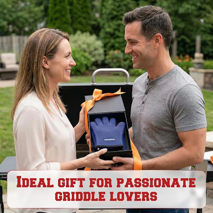 KITCHEN PERFECTION XL Silicone Griddle Gloves - Heat Resistant Oven Mitts | Waterproof, 5-Finger Design For A Better Grip, Best Griddle Grilling Accessories, Compatible with Blackstone, Weber & More