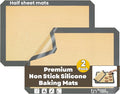 Silicone Baking Mat 2 Pack, Half Sheet 16.5 x 11.6, Non-Stick Liner for Oven | Reusable Baking Sheet Liner for Bread, Dough, Macaron, Cookie Cooking Liners For Kitchen Counter & Bakery Supplies