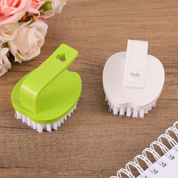2pcs Vegetable Scrubber Brush, PP Fruit and Food Cleaning Kitchen Gadget with Stiff Bristles & Ergonomic Handle, Produce Cleaner Tools for Veggie Potato Carrot Apple (White & Green)