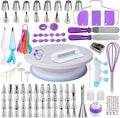 Cake Decorating Supplies Kit for Beginners, Set of 137 | Revolving Cake Turntable, 2 Spatulas, 3 Icing Comb Scraper, Leveler, Piping Bags and Tips Set, 64 Piping Tips with Book