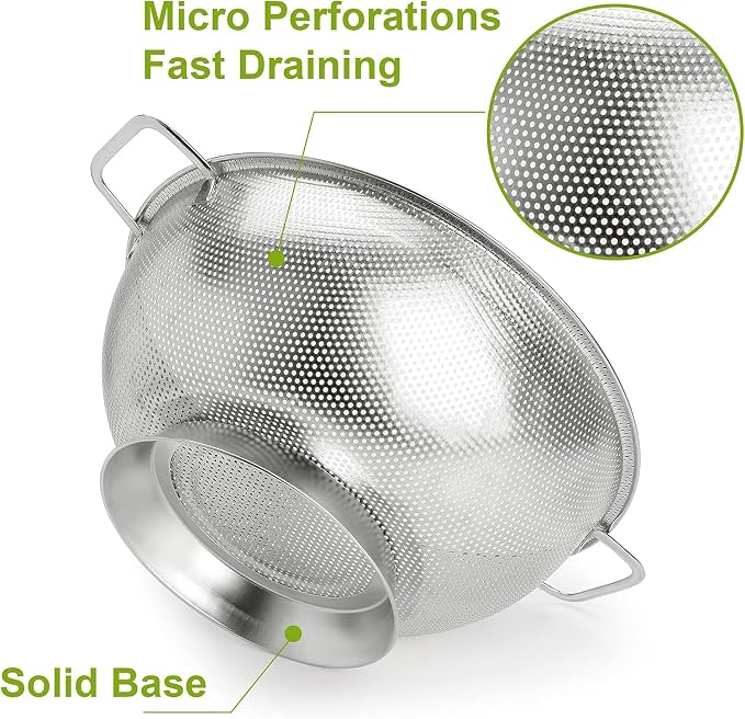 Gulex Stainless Steel Colander Set, Kitchen Strainer, Dishwasher Safe