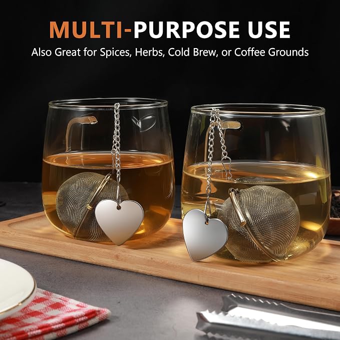 Tea Infuser for Loose Leaf Tea 2 Pack – 2" 304 Stainless Steel Tea Strainer Ball with Bonus Tea Scoop Clip – Extra Fine Mesh, Rustproof, Easy to Clean – DIKSEFN