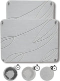 2 PCs Nesting Stone Drying Mat for Kitchen Counter - Fast, Heat Resistant Stone Dish Drying Mat with Non-Slip Feet