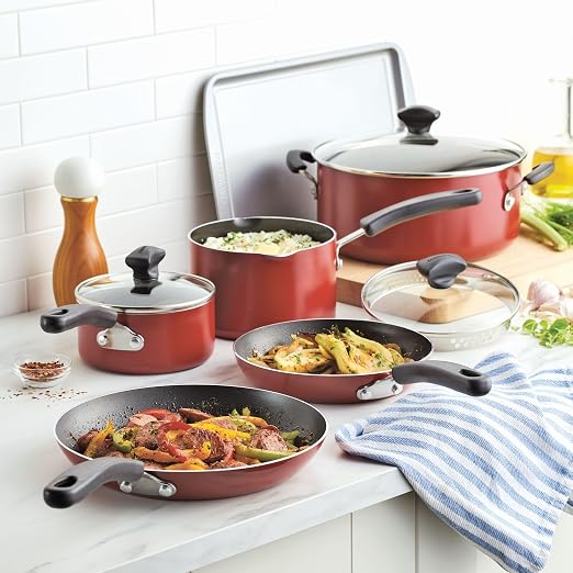 Farberware Cookstart Aluminum Nonstick Cookware Set, 15-Piece